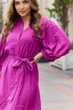 Hello Darling Half Sleeve Belted Mini Dress - Magenta