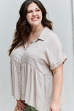 Tencel Babydoll Button Up Blouse - Eggshell