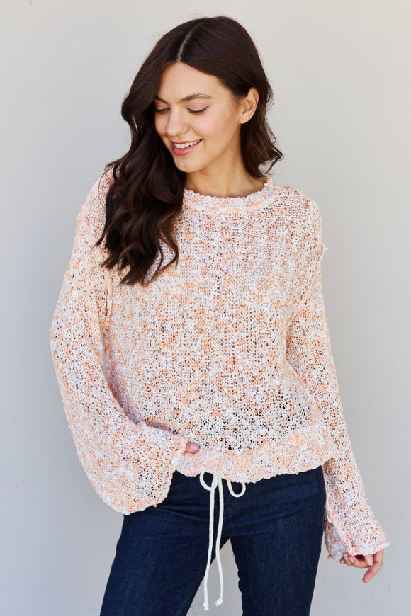 POL Summer Chills Bottom Drawstring Sweater Top - Pumpkin