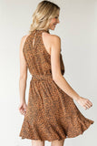 Leopard Belted Sleeveless Dress - Mocha