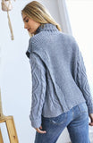 Mixed Knit Turtleneck Sweater